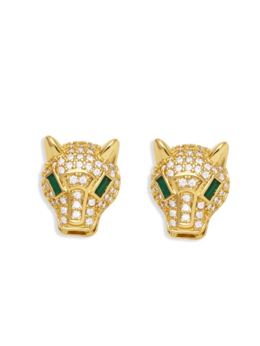 gold Brass Cubic Zirconia Leopard Vintage Stud Earring