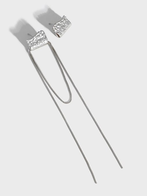 DAKA 925 Sterling Silver Asymmetric geometric Tassel Artisan Earring 0