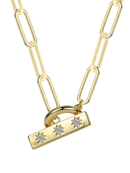 Gold Clip ot buckle Necklace Brass Cubic Zirconia Geometric Minimalist Necklace