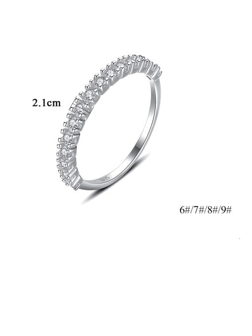 CCUI 925 Sterling Silver Cubic Zirconia Geometric Minimalist Band Ring 2