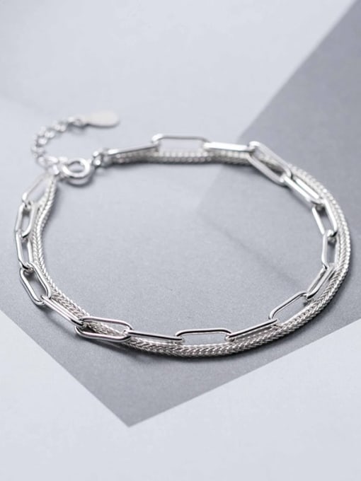 Rosh 925 Sterling Silver Geometric Minimalist Strand Bracelet 3