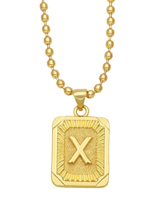 X Brass Letter Vintage Geometry Pendant Necklace