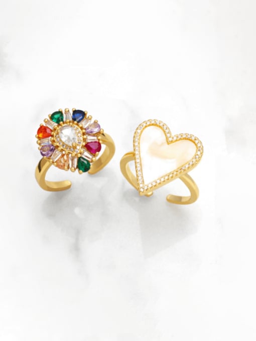 CC Brass Cubic Zirconia Heart Cute Band Ring 0