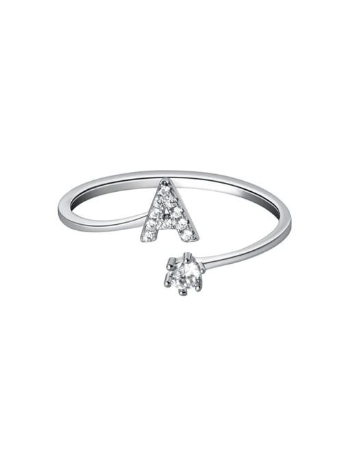 Rosh 925 Sterling Silver Cubic Zirconia Letter Minimalist Band Ring 3