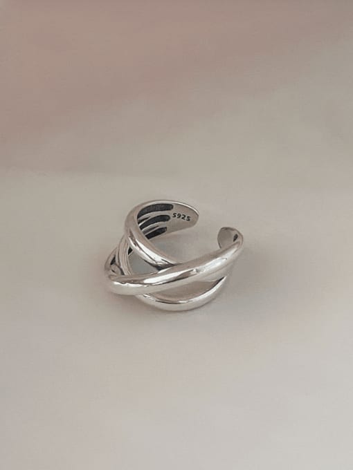platinum 925 Sterling Silver Geometric Vintage Stackable Ring