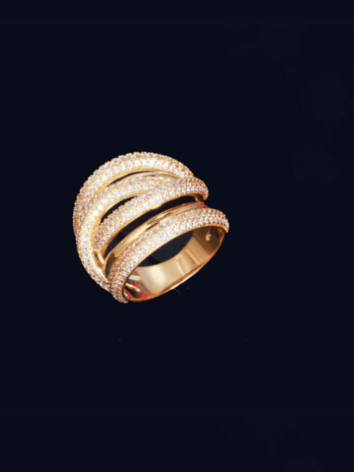 L.WIN Brass Cubic Zirconia Irregular Luxury Stackable Ring 2