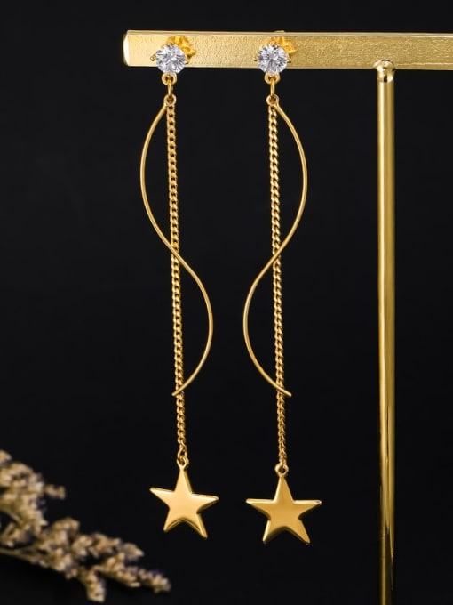 20 Star Earrings Brass Cubic Zirconia Tassel Dainty Drop Earring