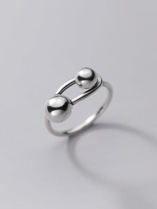Rosh 925 Sterling Silver Bead Geometric Vintage Band Ring