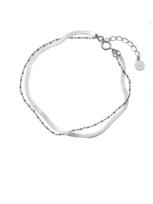 Rosh 925 Sterling Silver Bead Irregular Minimalist Strand Bracelet