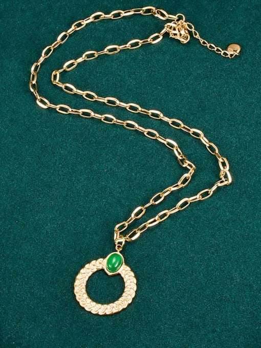 A TEEM Titanium Steel Emerald  Minimalist  Geometric Pendant Necklace