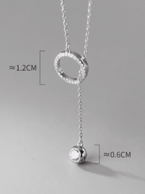 Rosh 925 Sterling Silver Cubic Zirconia Tassel Minimalist Lariat Necklace 3