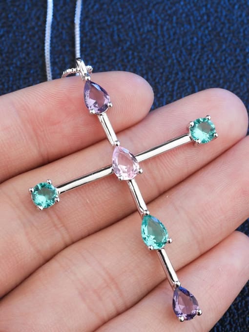 Platinum Copper Crystal Cross Minimalist Regligious Necklace