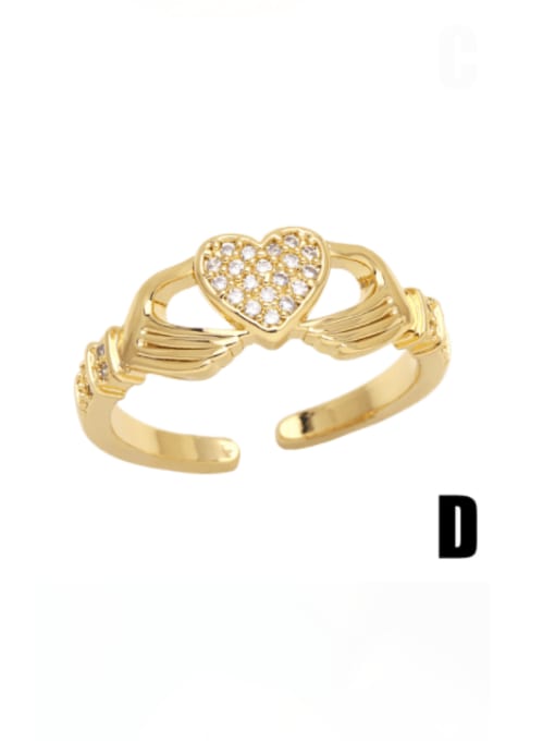 CC Brass Cubic Zirconia Letter Hip Hop Band Ring 3