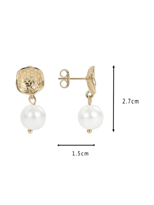 CHARME Brass Imitation Pearl Geometric Minimalist Drop Earring 1