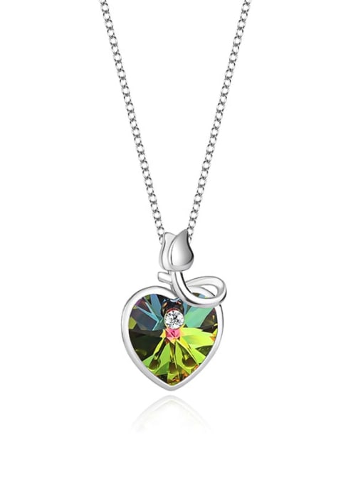 JYXZ 020 (gradient green) 925 Sterling Silver Austrian Crystal Heart Classic Necklace