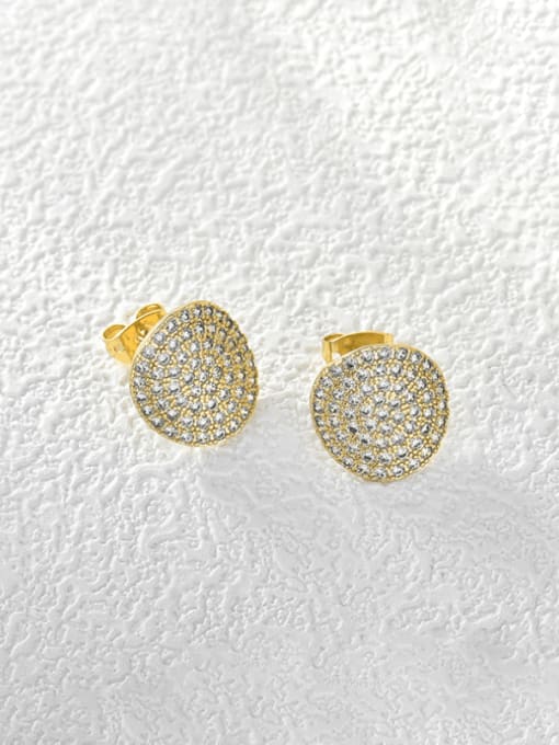 Gold curved zircon earrings Brass Cubic Zirconia Geometric Minimalist Stud Earring