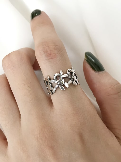 Boomer Cat 925 Sterling Silver  Vintage Retro Little Flower Free Size  Midi Ring 1