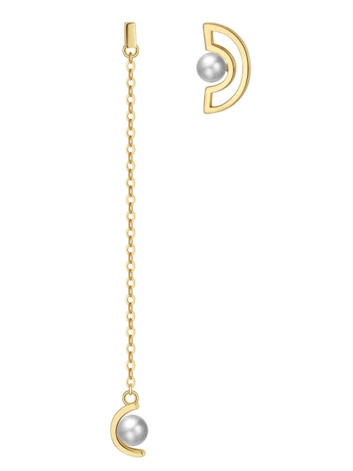 RINNTIN 925 Sterling Silver Freshwater Asymmetrical Pearl Tassel Minimalist Drop Earring 0