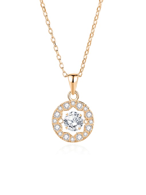 FDTD 024 Rose Gold+White  Zircon 925 Sterling Silver Moissanite Geometric Dainty Necklace