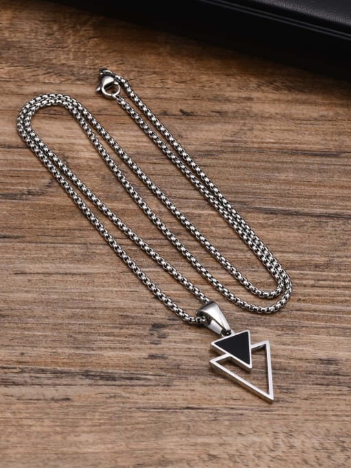Pendant with chain 60CM Stainless steel Geometric Hip Hop Necklace