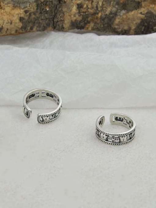 SHUI Vintage  Sterling Silver With  Simplistic Cross Crown  Free Size Rings 0
