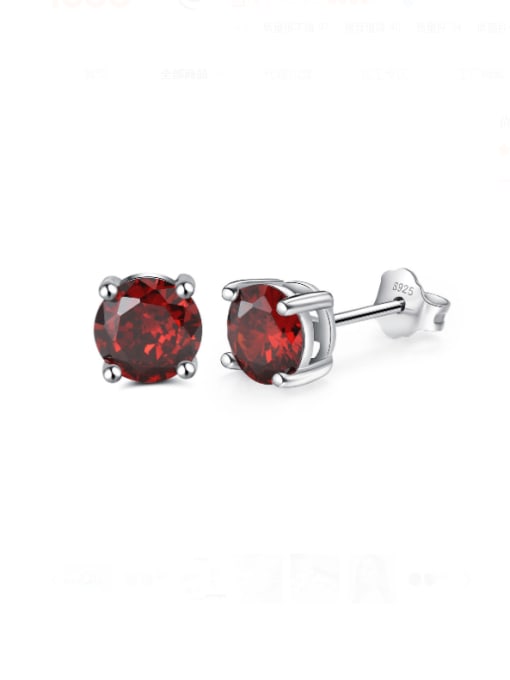 January Crimson 925 Sterling Silver Cubic Zirconia Geometric Minimalist Stud Earring