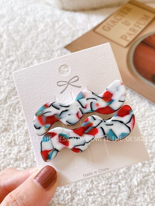 Blue and red spots 5.5cm Cellulose Acetate Trend Irregular Alloy Multi Color Hair Barrette