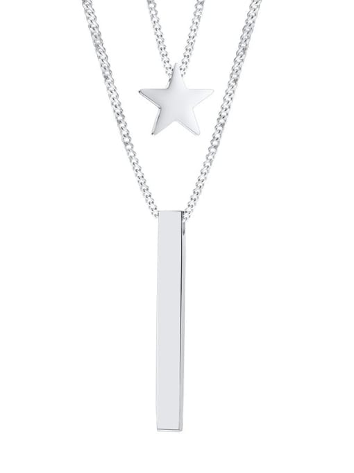 Rectangular five pointed star ( chain) Titanium Steel Geometric  Minimalist Regligious Necklace