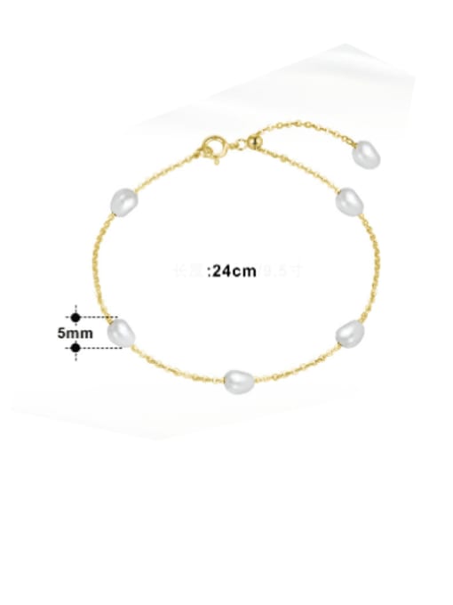 RINNTIN 925 Sterling Silver Freshwater Pearl Geometric Minimalist Link Bracelet 1