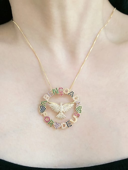ROSS Copper Cubic Zirconia Luxury Letter  Heart pendant Necklace 1