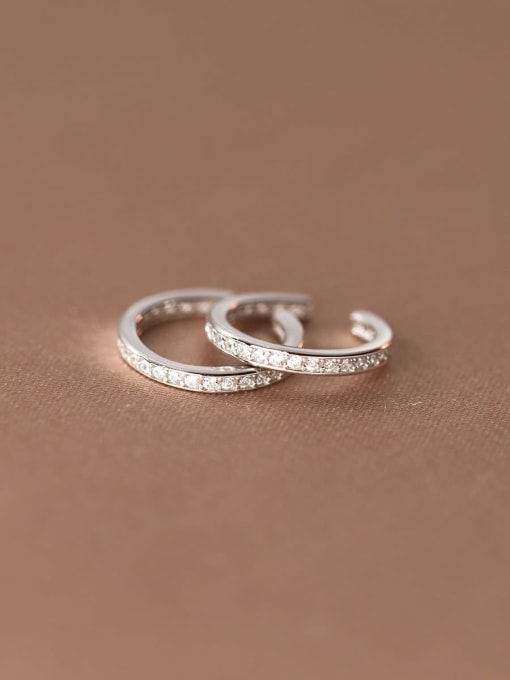 Rosh 925 Sterling Silver Cubic Zirconia Round Minimalist Hoop Earring 2