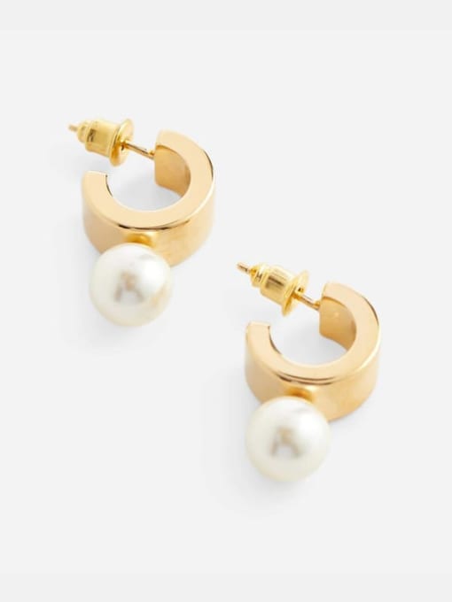 LI MUMU Brass Imitation Pearl Geometric Minimalist Drop Earring 4