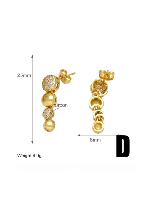 D Brass Cubic Zirconia Water Drop Hip Hop Cluster Earring