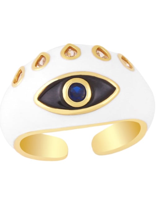 white Brass Enamel Evil Eye Vintage Band Ring