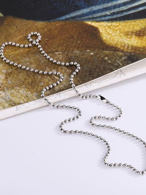KDP198 (45CM) wave bead buckle 925 Sterling Silver Geometric Vintage Beaded Necklace