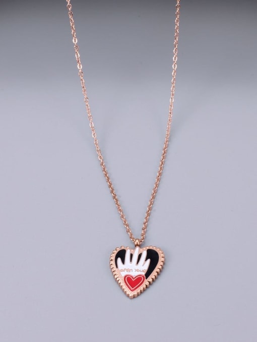 A TEEM Titanium Enamel Heart Minimalist pendant Necklace 0