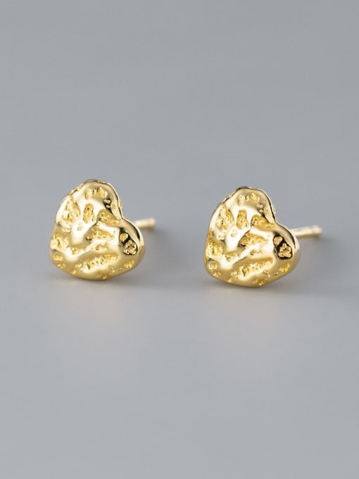 Gold 925 Sterling Silver Heart Minimalist Stud Earring