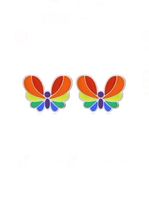 CONG Stainless steel Enamel Butterfly Minimalist Stud Earring 0
