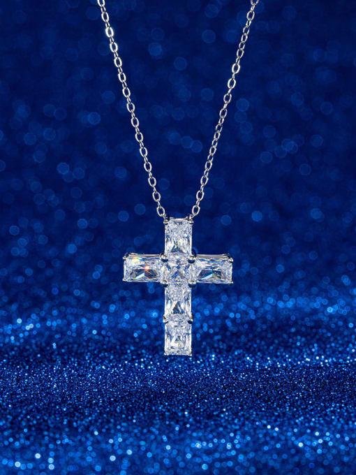 RINNTIN 925 Sterling Silver Cubic Zirconia Cross Dainty Necklace