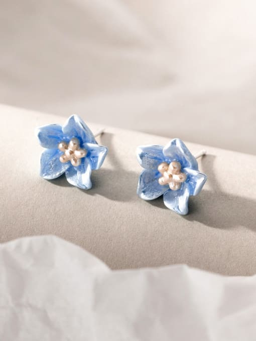 Rosh 925 Sterling Silver Enamel Flower Minimalist Stud Earring 0