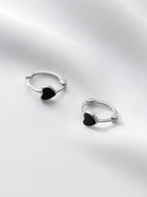 Rosh 925 Sterling Silver Enamel Heart Minimalist Huggie Earring 2