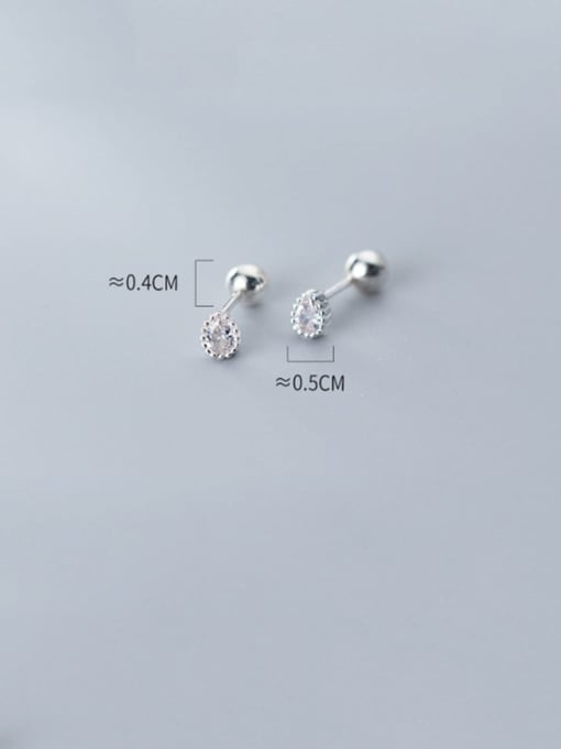Rosh 925 Sterling Silver Cubic Zirconia Water Drop Minimalist Stud Earring 2