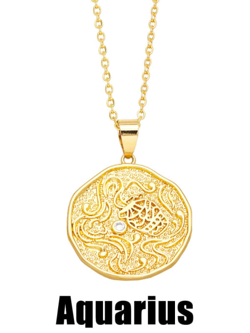 Aquarius Brass Constellation Vintage Necklace