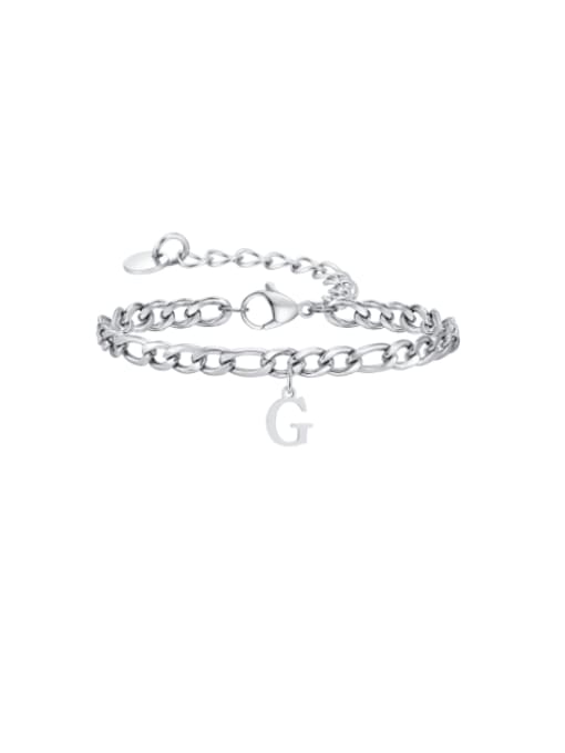 G Stainless steel Letter Hip Hop Link Bracelet