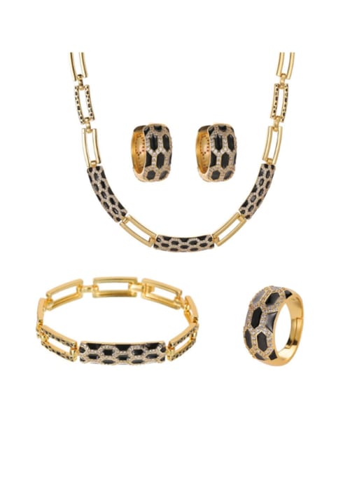 ROSS Brass Cubic Zirconia Vintage Snake  Ring Earring Bangle And Necklace Set 0