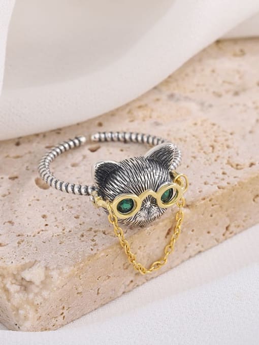 KDP-Silver 925 Sterling Silver Cubic Zirconia Owl Vintage Band Ring 3