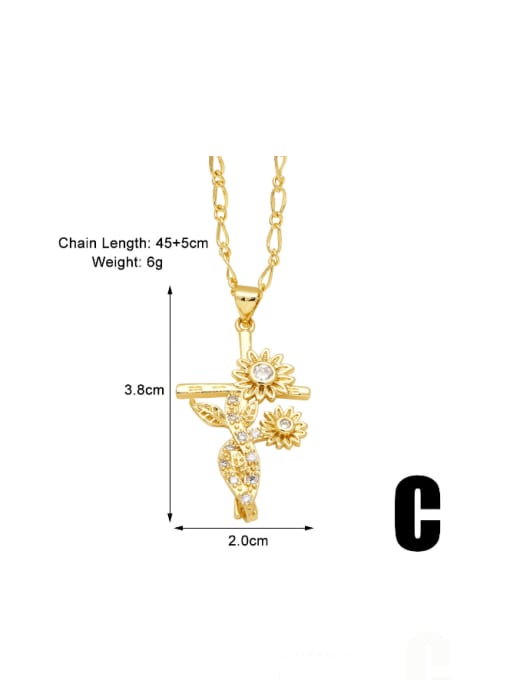 C Brass Cubic Zirconia Rosary Trend Necklace