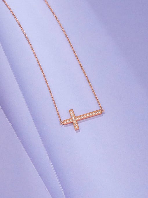 XP Alloy Cubic Zirconia Cross Minimalist Necklace 1