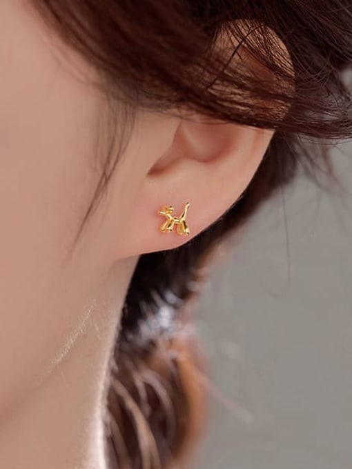 BeiFei Minimalism Silver 925 Sterling Silver Dog Minimalist Stud Earring 3
