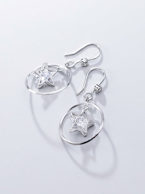 Rosh 925 Sterling Silver Cubic Zirconia Star Minimalist Hook Earring 1